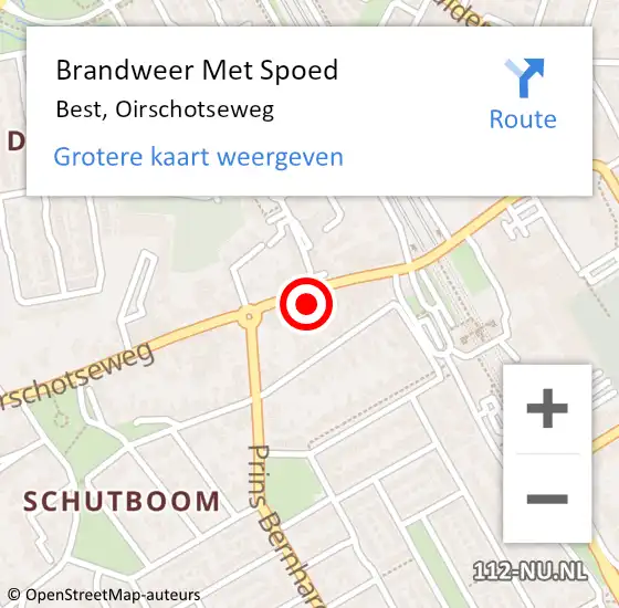 Locatie op kaart van de 112 melding: Brandweer Met Spoed Naar Best, Oirschotseweg op 16 juni 2021 13:24