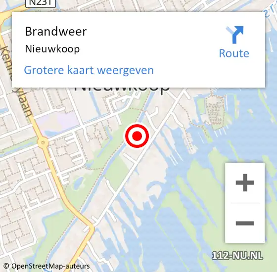 Locatie op kaart van de 112 melding: Brandweer Nieuwkoop op 16 juni 2021 13:40