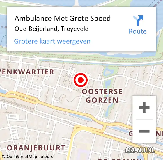 Locatie op kaart van de 112 melding: Ambulance Met Grote Spoed Naar Oud-Beijerland, Troyeveld op 16 juni 2021 13:44