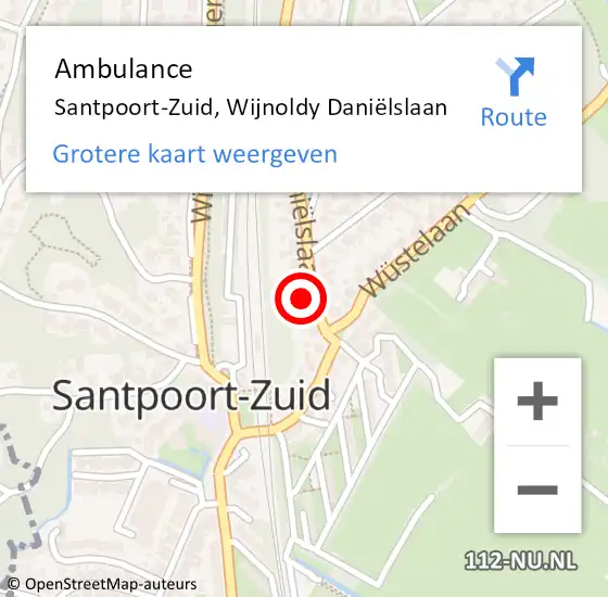 Locatie op kaart van de 112 melding: Ambulance Santpoort-Zuid, Wijnoldy Daniëlslaan op 16 juni 2021 13:49