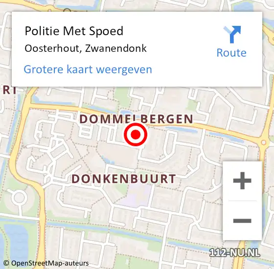 Locatie op kaart van de 112 melding: Politie Met Spoed Naar Oosterhout, Zwanendonk op 16 juni 2021 13:52