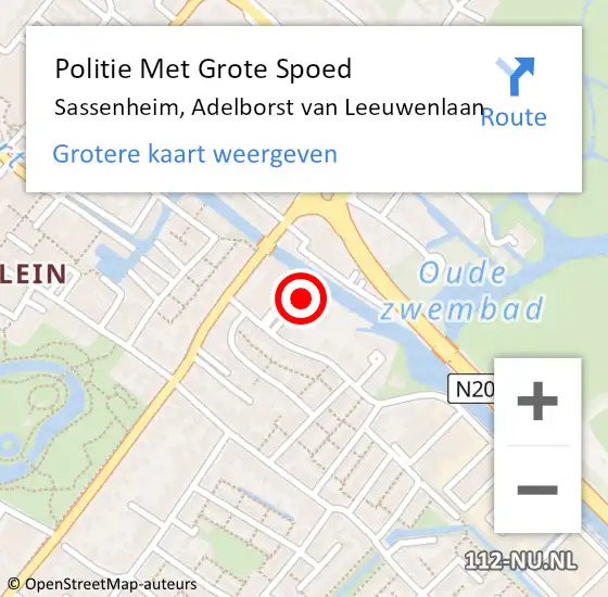 Locatie op kaart van de 112 melding: Politie Met Grote Spoed Naar Sassenheim, Adelborst van Leeuwenlaan op 16 juni 2021 14:10