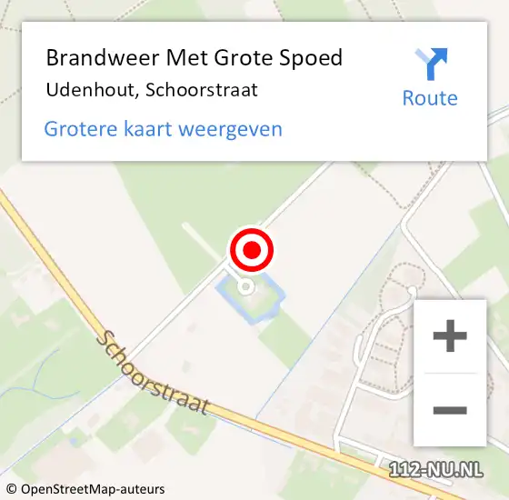 Locatie op kaart van de 112 melding: Brandweer Met Grote Spoed Naar Udenhout, Schoorstraat op 16 juni 2021 14:11