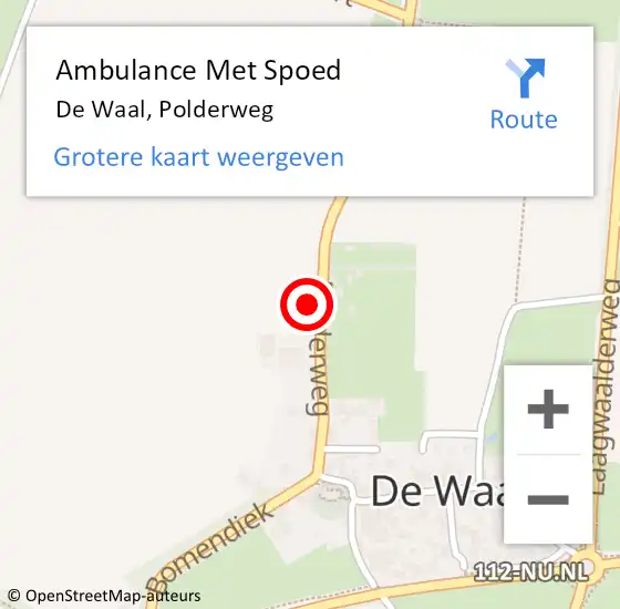 Locatie op kaart van de 112 melding: Ambulance Met Spoed Naar De Waal, Polderweg op 16 juni 2021 14:23