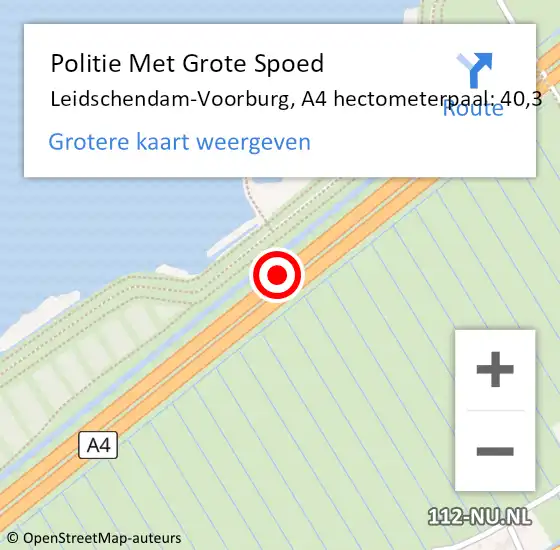 Locatie op kaart van de 112 melding: Politie Met Grote Spoed Naar Leidschendam-Voorburg, A4 hectometerpaal: 40,3 op 16 juni 2021 14:34