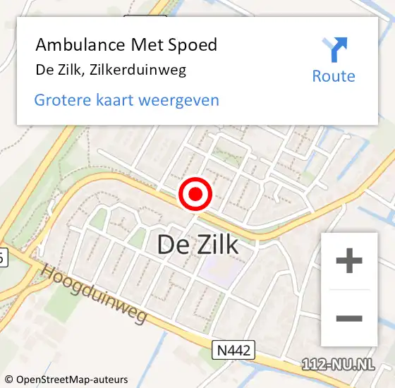 Locatie op kaart van de 112 melding: Ambulance Met Spoed Naar De Zilk, Zilkerduinweg op 16 juni 2021 14:34