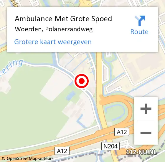 Locatie op kaart van de 112 melding: Ambulance Met Grote Spoed Naar Woerden, Polanerzandweg op 13 juni 2014 13:30