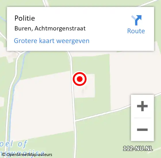Locatie op kaart van de 112 melding: Politie Buren, Achtmorgenstraat op 16 juni 2021 15:36