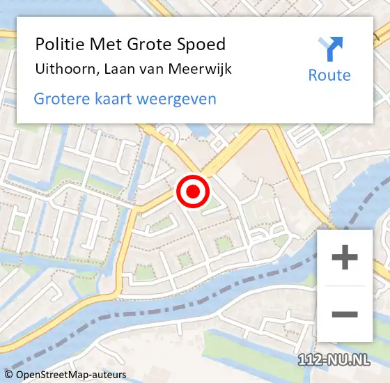 Locatie op kaart van de 112 melding: Politie Met Grote Spoed Naar Uithoorn, Laan van Meerwijk op 16 juni 2021 15:42