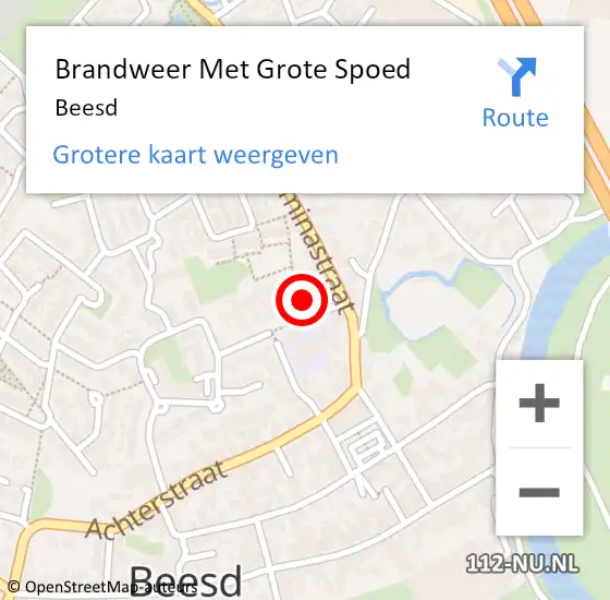 Locatie op kaart van de 112 melding: Brandweer Met Grote Spoed Naar Beesd op 16 juni 2021 15:58