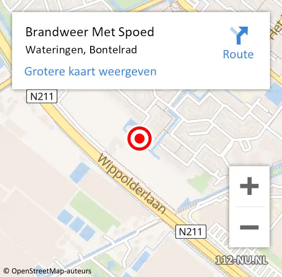 Locatie op kaart van de 112 melding: Brandweer Met Spoed Naar Wateringen, Bontelrad op 16 juni 2021 15:59