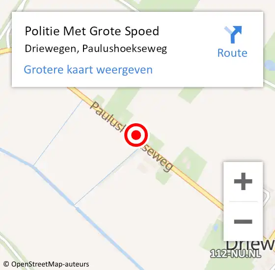 Locatie op kaart van de 112 melding: Politie Met Grote Spoed Naar Driewegen, Paulushoekseweg op 16 juni 2021 16:00