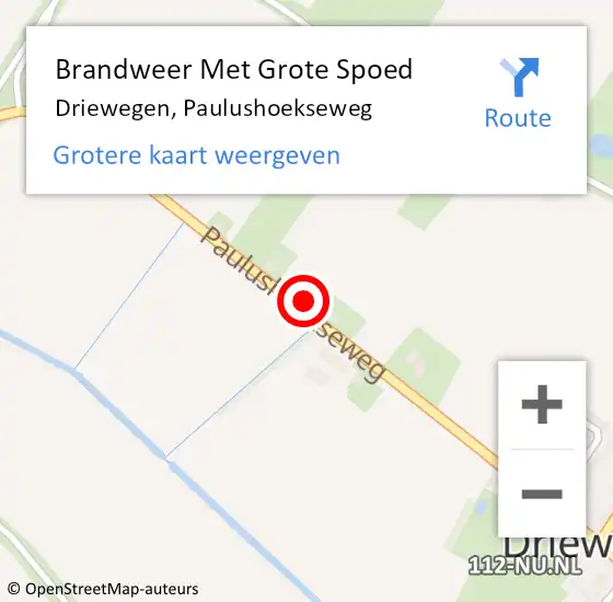 Locatie op kaart van de 112 melding: Brandweer Met Grote Spoed Naar Driewegen, Paulushoekseweg op 16 juni 2021 16:01