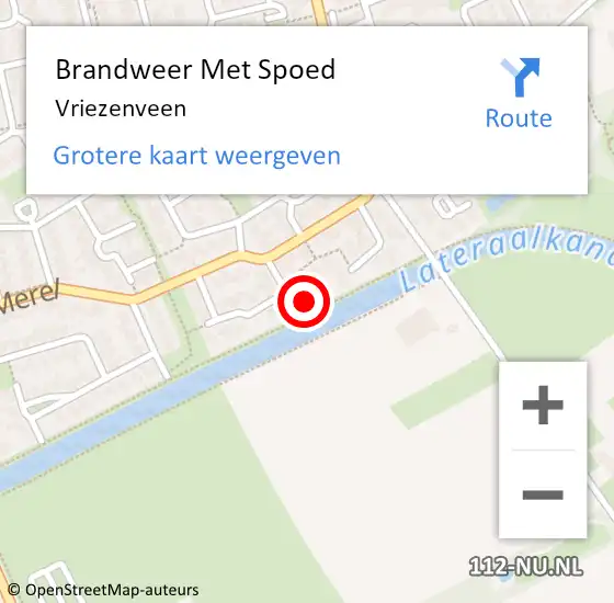 Locatie op kaart van de 112 melding: Brandweer Met Spoed Naar Vriezenveen op 16 juni 2021 16:11