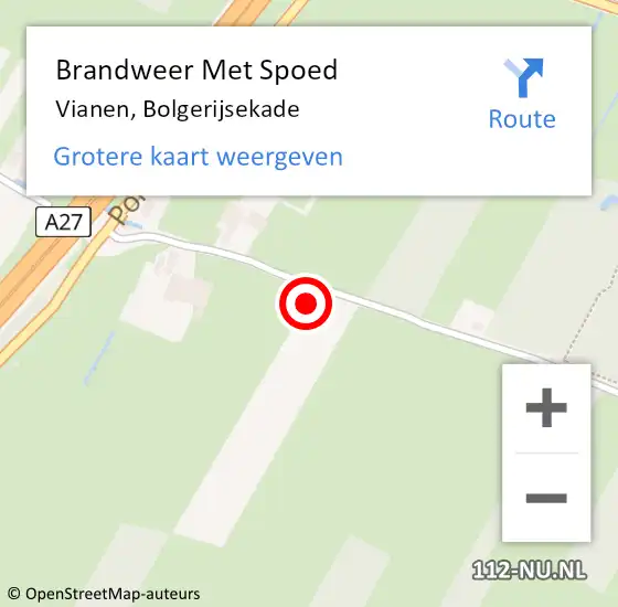 Locatie op kaart van de 112 melding: Brandweer Met Spoed Naar Vianen, Bolgerijsekade op 16 juni 2021 16:16