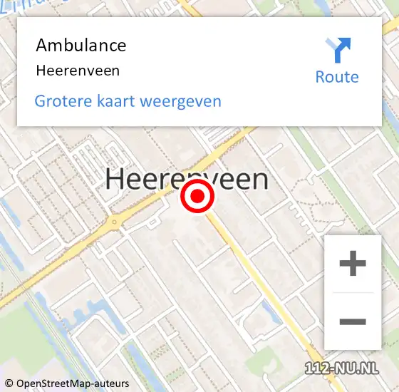 Locatie op kaart van de 112 melding: Ambulance Heerenveen op 16 juni 2021 16:20