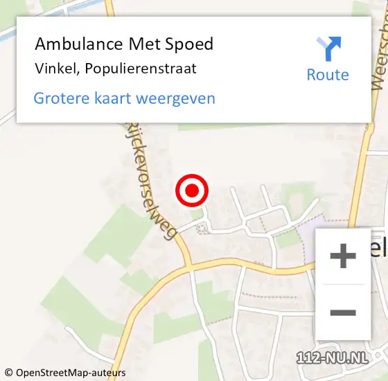 Locatie op kaart van de 112 melding: Ambulance Met Spoed Naar Vinkel, Populierenstraat op 13 juni 2014 13:41