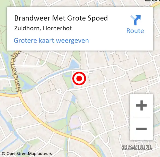 Locatie op kaart van de 112 melding: Brandweer Met Grote Spoed Naar Zuidhorn, Hornerhof op 16 juni 2021 16:27