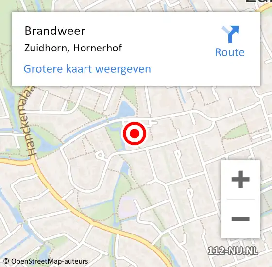 Locatie op kaart van de 112 melding: Brandweer Zuidhorn, Hornerhof op 16 juni 2021 16:28