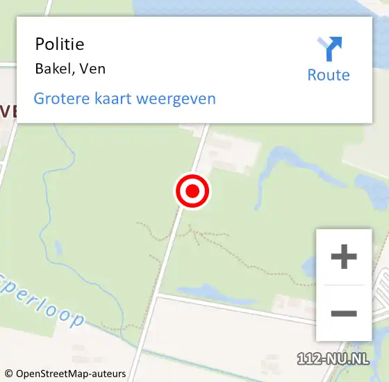 Locatie op kaart van de 112 melding: Politie Bakel, Ven op 16 juni 2021 16:28