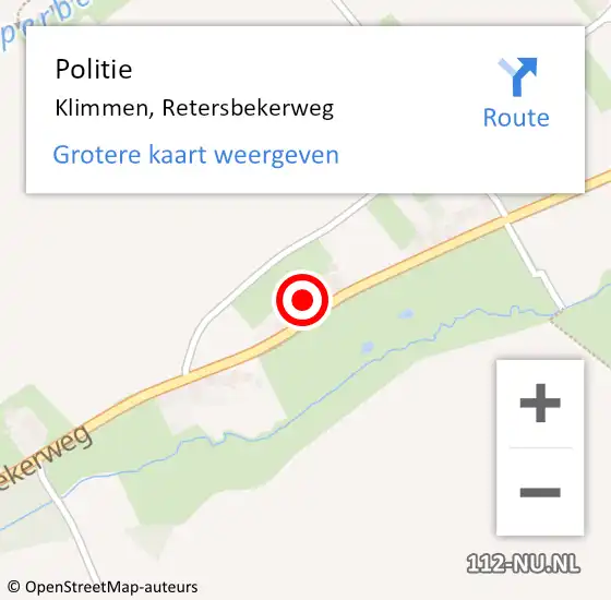 Locatie op kaart van de 112 melding: Politie Klimmen, Retersbekerweg op 16 juni 2021 16:36