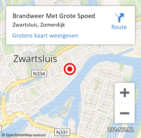 Locatie op kaart van de 112 melding: Brandweer Met Grote Spoed Naar Zwartsluis, Zomerdijk op 16 juni 2021 16:44