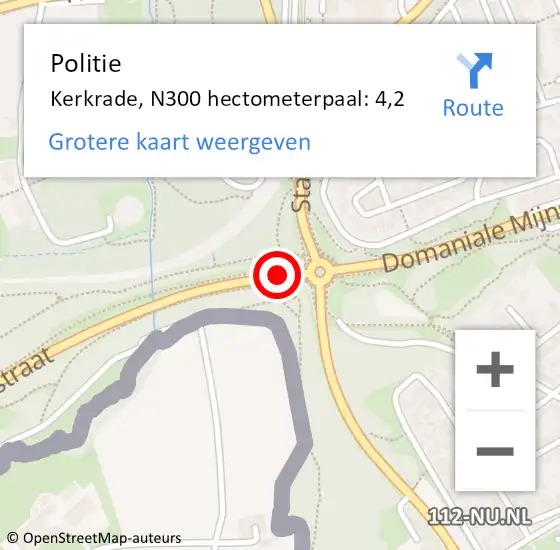 Locatie op kaart van de 112 melding: Politie Kerkrade, N300 hectometerpaal: 4,2 op 16 juni 2021 16:46