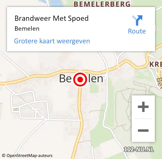 Locatie op kaart van de 112 melding: Brandweer Met Spoed Naar Bemelen op 16 juni 2021 17:00