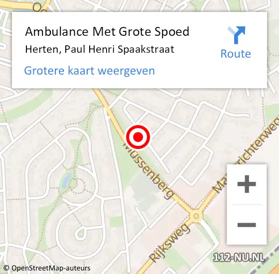 Locatie op kaart van de 112 melding: Ambulance Met Grote Spoed Naar Herten, Paul Henri Spaakstraat op 16 juni 2021 17:02