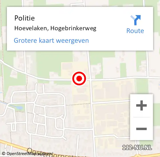 Locatie op kaart van de 112 melding: Politie Hoevelaken, Hogebrinkerweg op 16 juni 2021 17:09