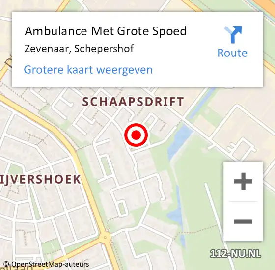 Locatie op kaart van de 112 melding: Ambulance Met Grote Spoed Naar Zevenaar, Schepershof op 16 juni 2021 17:13