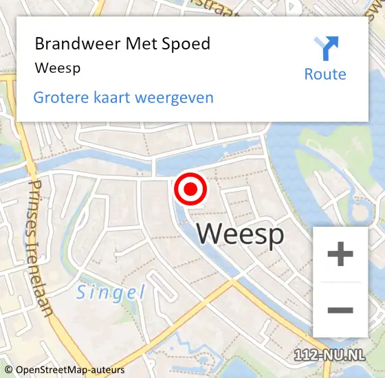 Locatie op kaart van de 112 melding: Brandweer Met Spoed Naar Weesp op 16 juni 2021 17:15