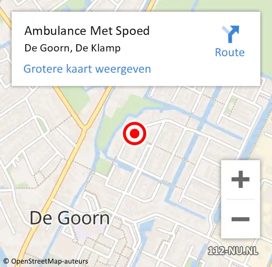 Locatie op kaart van de 112 melding: Ambulance Met Spoed Naar De Goorn, De Klamp op 8 september 2013 14:15