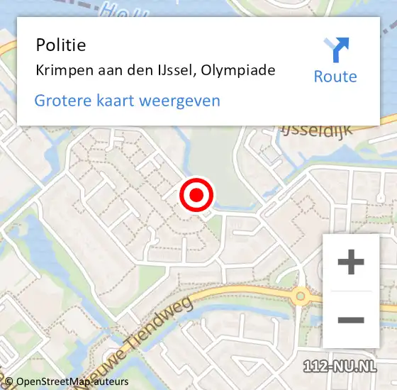 Locatie op kaart van de 112 melding: Politie Krimpen aan den IJssel, Olympiade op 13 juni 2014 13:49