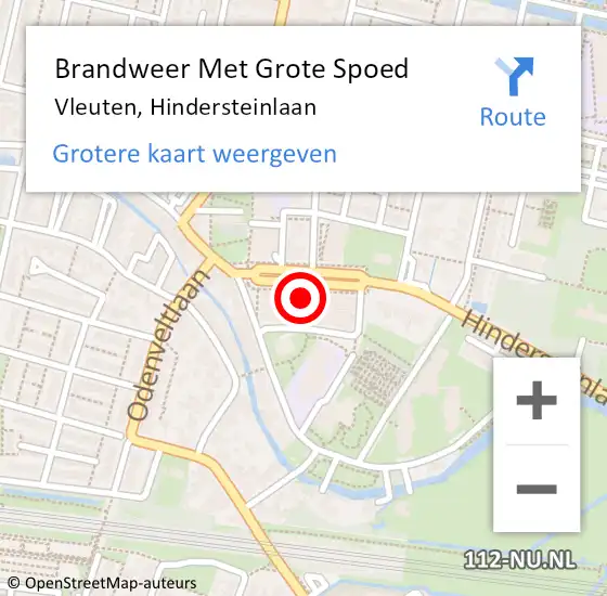 Locatie op kaart van de 112 melding: Brandweer Met Grote Spoed Naar Vleuten, Hindersteinlaan op 16 juni 2021 17:37