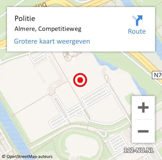 Locatie op kaart van de 112 melding: Politie Almere, Competitieweg op 16 juni 2021 17:52