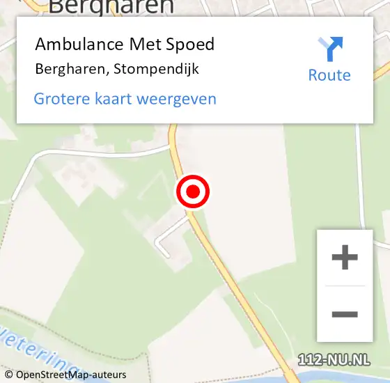 Locatie op kaart van de 112 melding: Ambulance Met Spoed Naar Bergharen, Stompendijk op 16 juni 2021 18:25