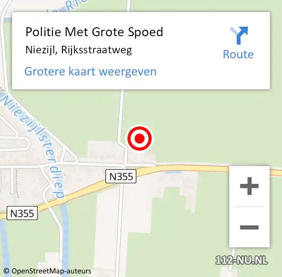 Locatie op kaart van de 112 melding: Politie Met Grote Spoed Naar Niezijl, Rijksstraatweg op 16 juni 2021 18:30