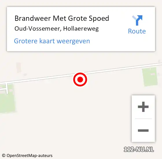 Locatie op kaart van de 112 melding: Brandweer Met Grote Spoed Naar Oud-Vossemeer, Hollaereweg op 16 juni 2021 18:31