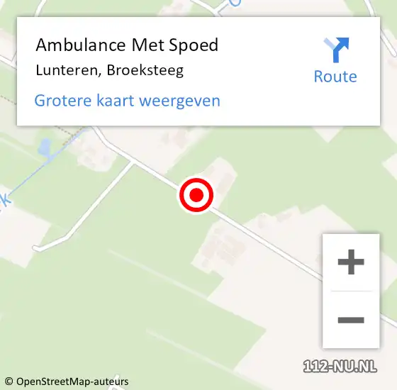 Locatie op kaart van de 112 melding: Ambulance Met Spoed Naar Lunteren, Broeksteeg op 16 juni 2021 18:49