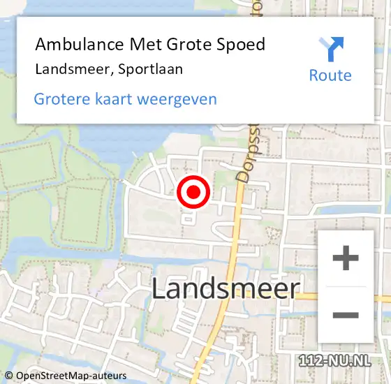 Locatie op kaart van de 112 melding: Ambulance Met Grote Spoed Naar Landsmeer, Sportlaan op 16 juni 2021 18:54