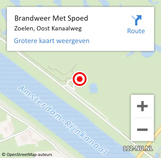 Locatie op kaart van de 112 melding: Brandweer Met Spoed Naar Zoelen, Oost Kanaalweg op 16 juni 2021 19:00