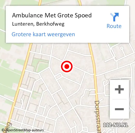 Locatie op kaart van de 112 melding: Ambulance Met Grote Spoed Naar Lunteren, Berkhofweg op 16 juni 2021 19:11