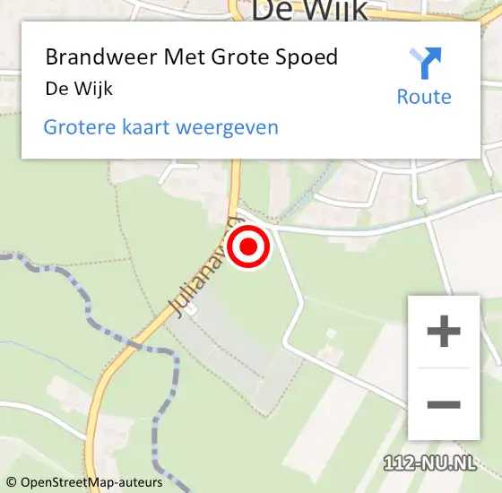 Locatie op kaart van de 112 melding: Brandweer Met Grote Spoed Naar De Wijk op 16 juni 2021 19:18