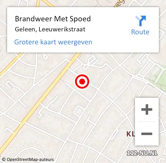 Locatie op kaart van de 112 melding: Brandweer Met Spoed Naar Geleen, Leeuwerikstraat op 16 juni 2021 19:44