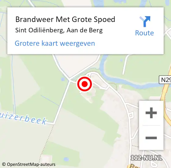 Locatie op kaart van de 112 melding: Brandweer Met Grote Spoed Naar Sint Odiliënberg, Aan de Berg op 16 juni 2021 20:00