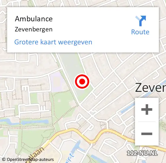 Locatie op kaart van de 112 melding: Ambulance Zevenbergen op 16 juni 2021 20:02