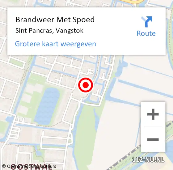 Locatie op kaart van de 112 melding: Brandweer Met Spoed Naar Sint Pancras, Vangstok op 16 juni 2021 20:06