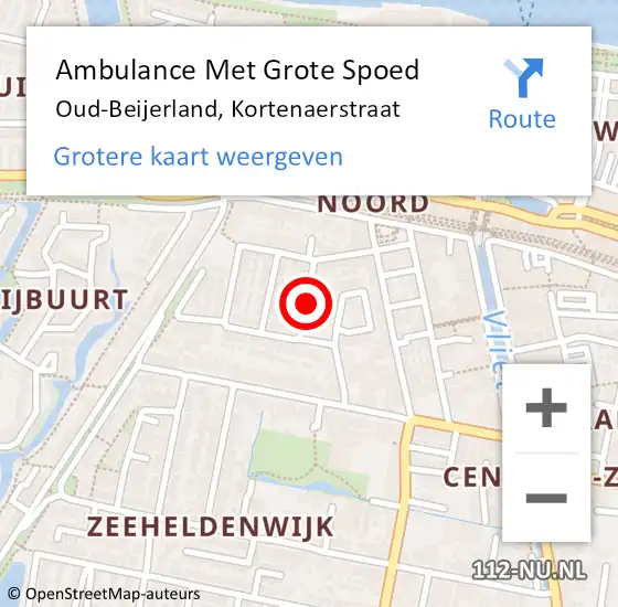 Locatie op kaart van de 112 melding: Ambulance Met Grote Spoed Naar Oud-Beijerland, Kortenaerstraat op 16 juni 2021 20:11