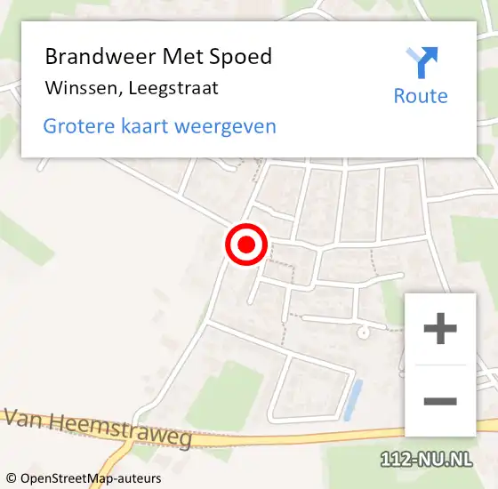 Locatie op kaart van de 112 melding: Brandweer Met Spoed Naar Winssen, Leegstraat op 16 juni 2021 20:14